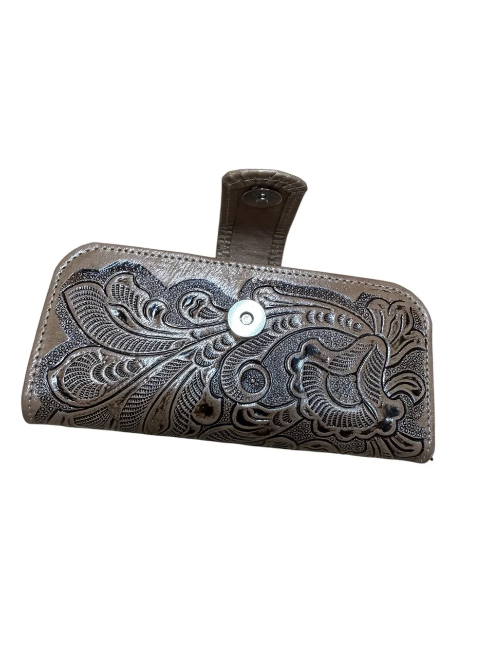 Mexican leather embossed wallet Cream